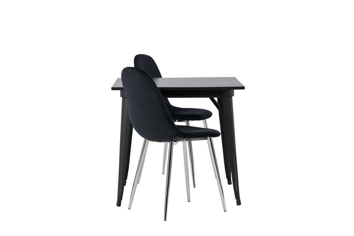Venture Home Tempe Dining Table - Black / Black MDF +Polar Dining Chair - Black Velvet / Chrome _2