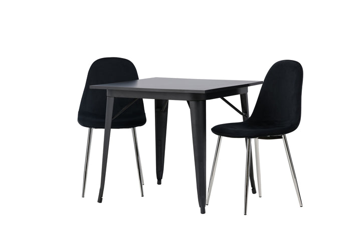 Venture Home Tempe Dining Table - Black / Black MDF +Polar Dining Chair - Black Velvet / Chrome _2