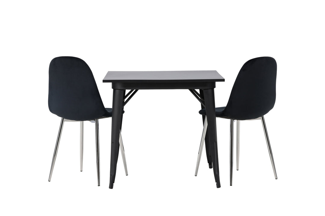 Venture Home Tempe Dining Table - Black / Black MDF +Polar Dining Chair - Black Velvet / Chrome _2