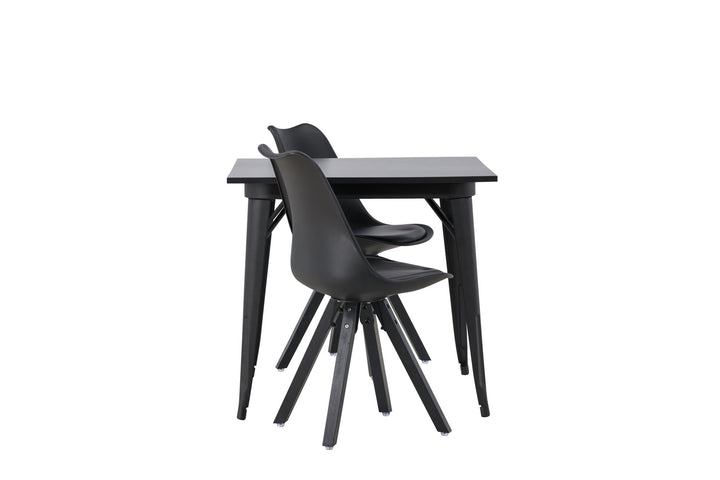 Venture Home Tempe Dining Table - Black / Black MDF +Zeno Dining Chair - Black / Black PP _2