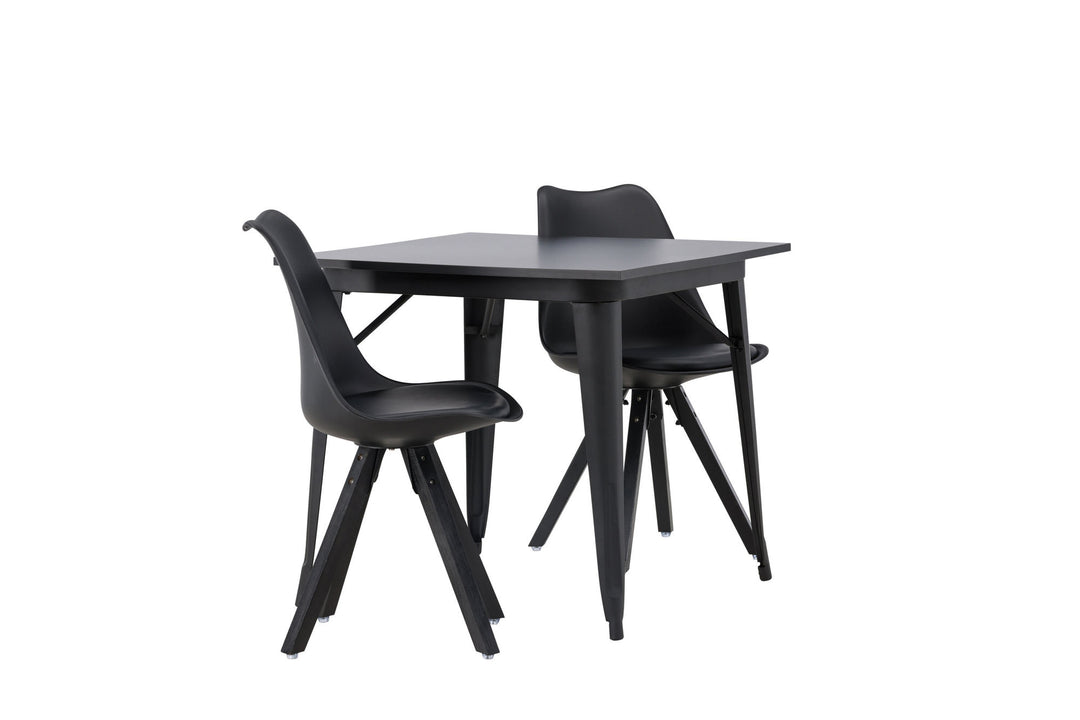 Venture Home Tempe Dining Table - Black / Black MDF +Zeno Dining Chair - Black / Black PP _2