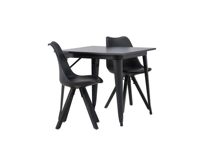 Venture Home Tempe Dining Table - Black / Black MDF +Zeno Dining Chair - Black / Black PP _2