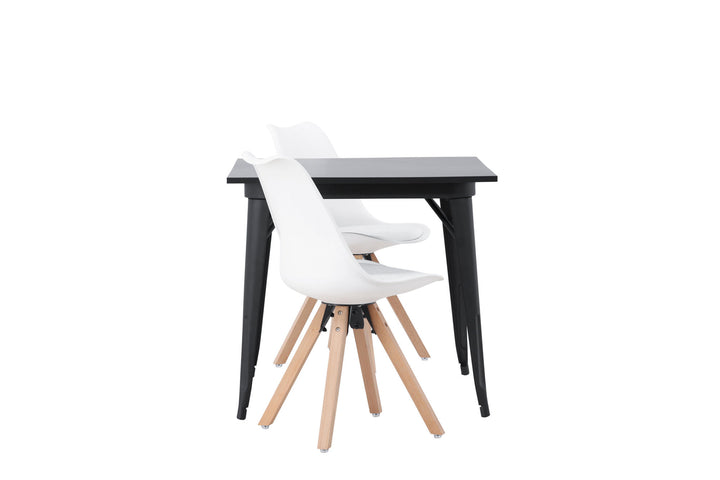 Venture Home Tempe Dining Table - Black / Black MDF +Zeno Dining Chair - Nature woodlook / White PP _2