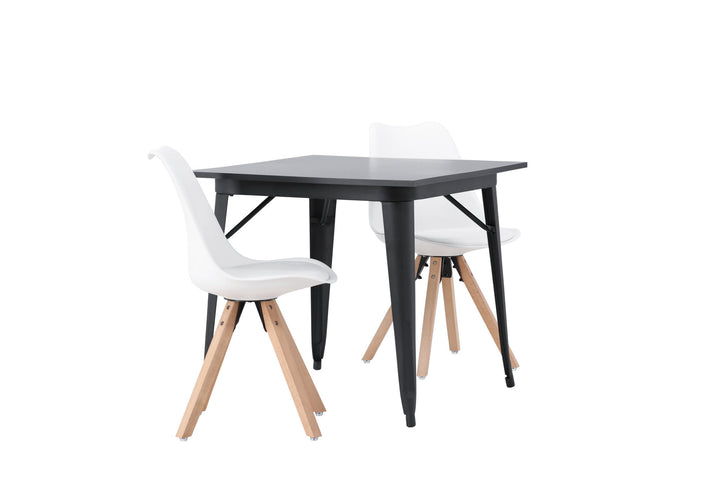Venture Home Tempe Dining Table - Black / Black MDF +Zeno Dining Chair - Nature woodlook / White PP _2