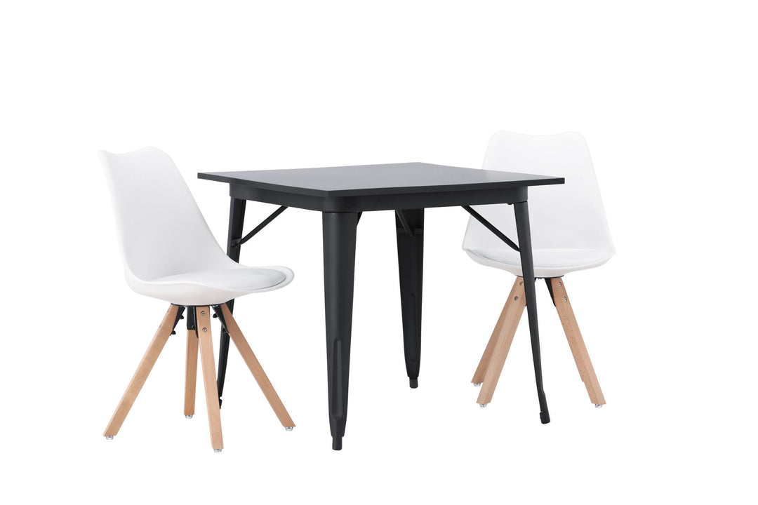 Venture Home Tempe Dining Table - Black / Black MDF +Zeno Dining Chair - Nature woodlook / White PP _2