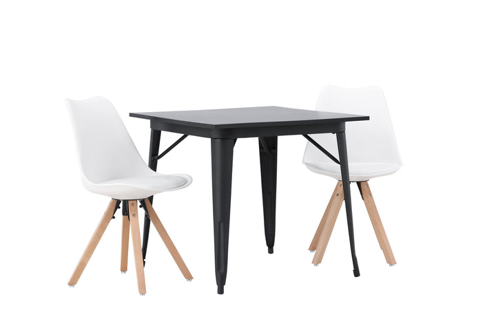 Venture Home Tempe Dining Table - Black / Black MDF +Zeno Dining Chair - Nature woodlook / White PP _2