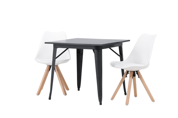 Venture Home Tempe Dining Table - Black / Black MDF +Zeno Dining Chair - Nature woodlook / White PP _2