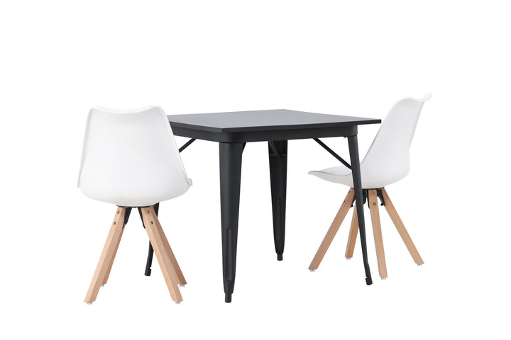 Venture Home Tempe Dining Table - Black / Black MDF +Zeno Dining Chair - Nature woodlook / White PP _2