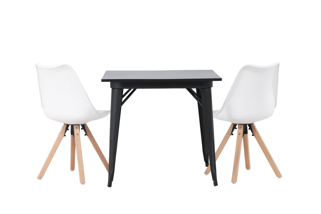 Venture Home Tempe Dining Table - Black / Black MDF +Zeno Dining Chair - Nature woodlook / White PP _2