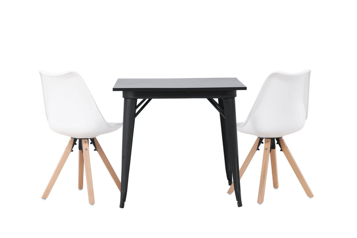 Venture Home Tempe Dining Table - Black / Black MDF +Zeno Dining Chair - Nature woodlook / White PP _2