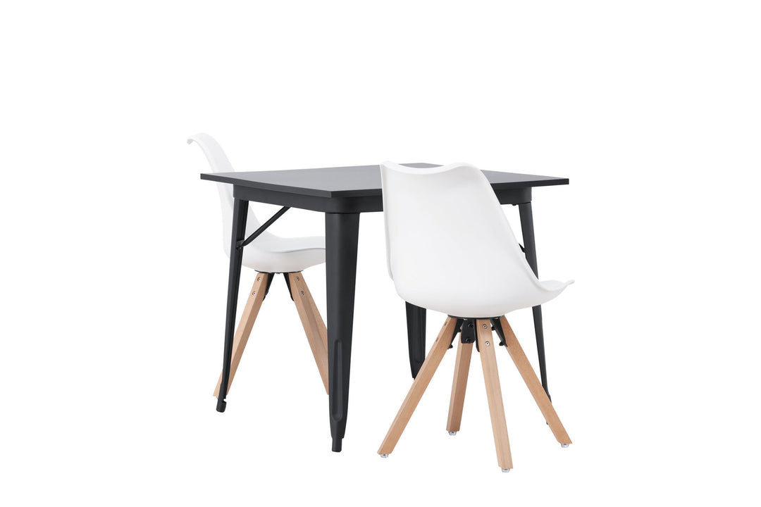 Venture Home Tempe Dining Table - Black / Black MDF +Zeno Dining Chair - Nature woodlook / White PP _2