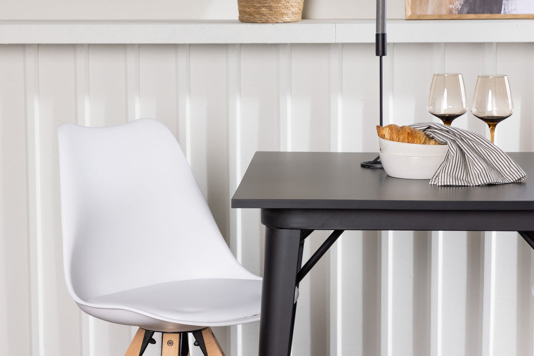 Venture Home Tempe Dining Table - Black / Black MDF +Zeno Dining Chair - Nature woodlook / White PP _2