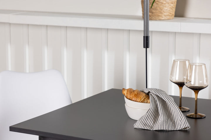 Venture Home Tempe Dining Table - Black / Black MDF +Zeno Dining Chair - Nature woodlook / White PP _2