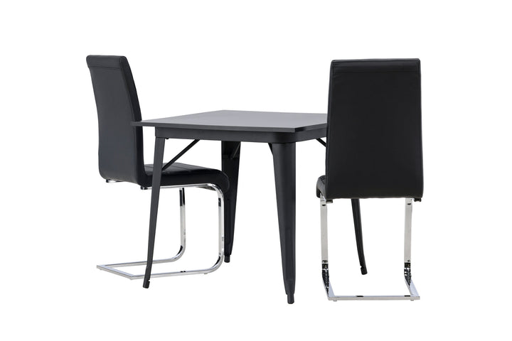 Venture Home Tempe Dining Table - Black / Black MDF +Tempo Dining Chair - Chromed leg / Black PU _2