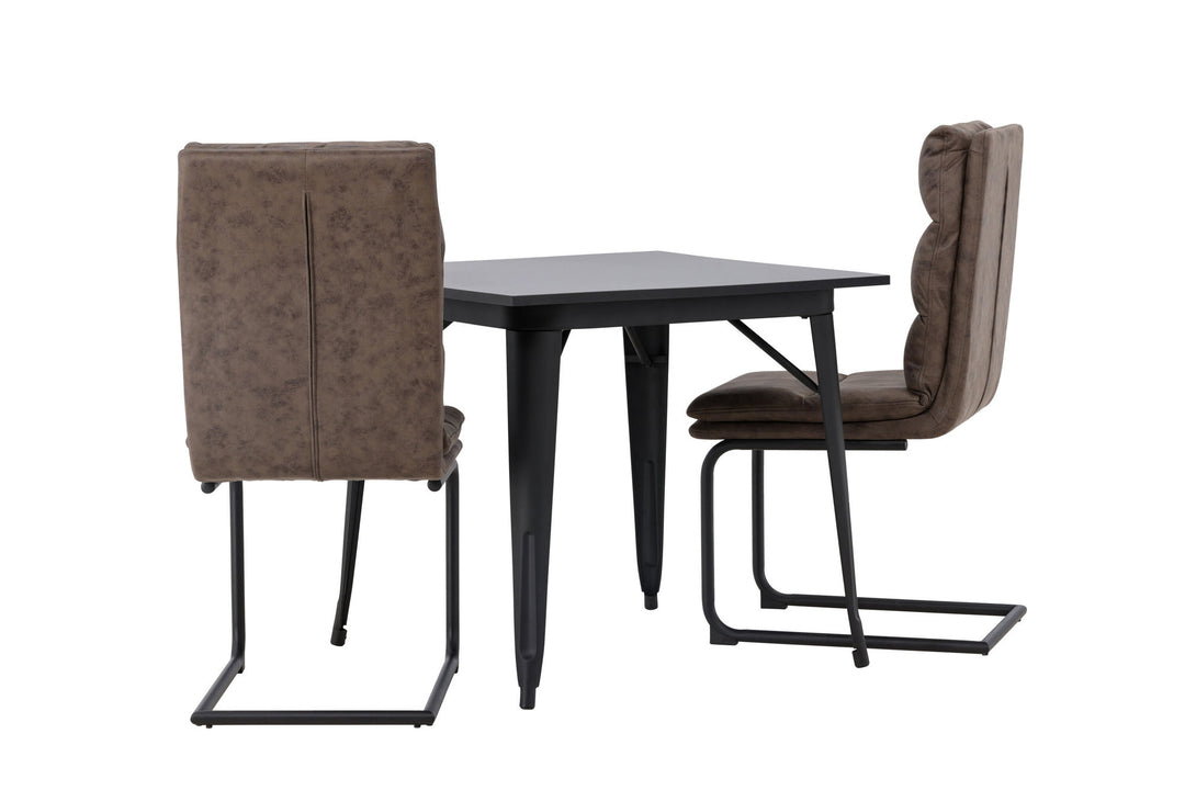 Venture Home Tempe Dining Table - Black / Black MDF +Zizo Dining Chair - Black / Brown Microfiber fabric _2