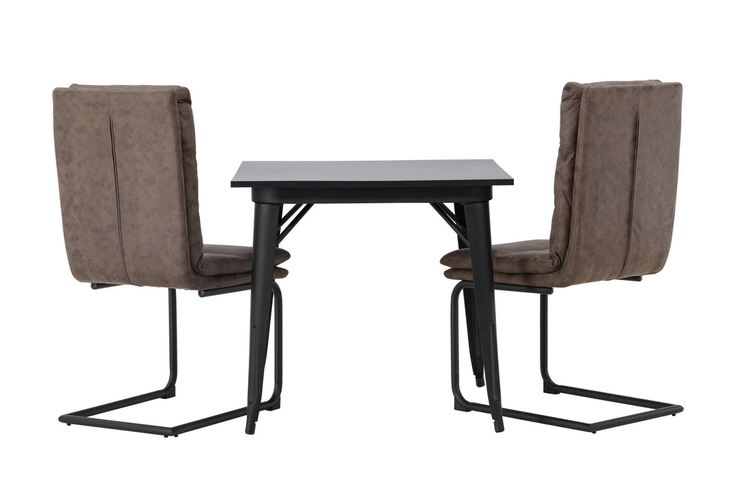 Venture Home Tempe Dining Table - Black / Black MDF +Zizo Dining Chair - Black / Brown Microfiber fabric _2