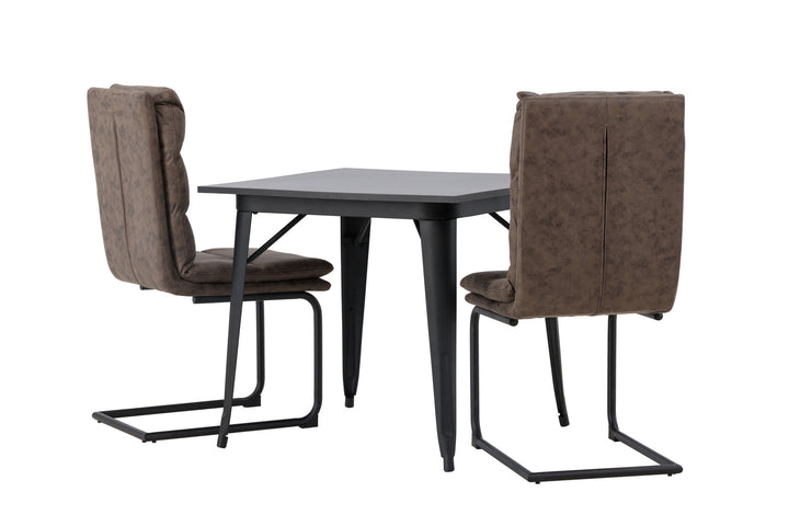 Venture Home Tempe Dining Table - Black / Black MDF +Zizo Dining Chair - Black / Brown Microfiber fabric _2