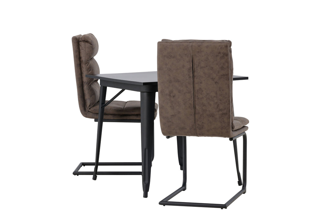 Venture Home Tempe Dining Table - Black / Black MDF +Zizo Dining Chair - Black / Brown Microfiber fabric _2