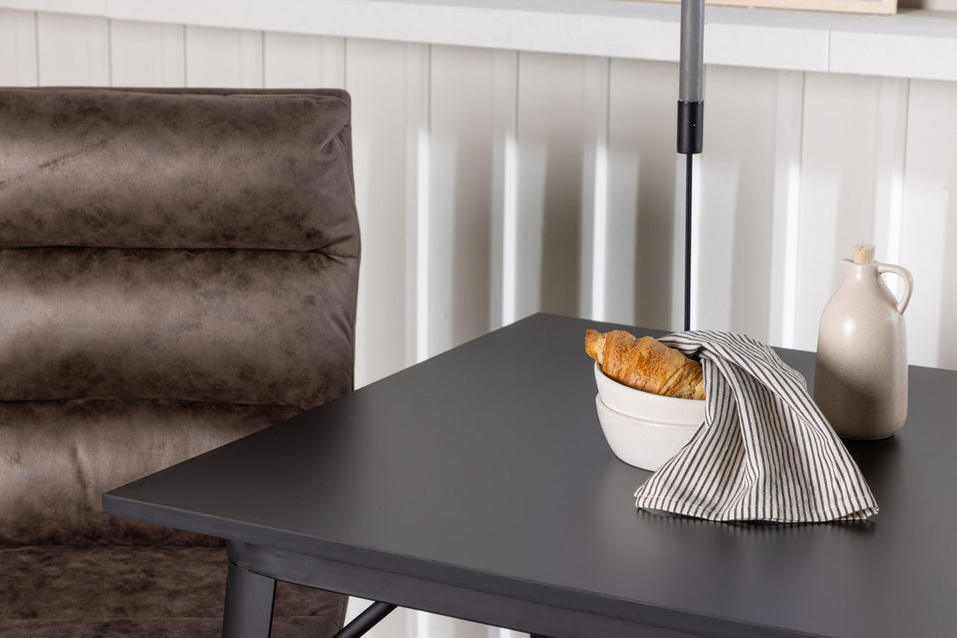 Venture Home Tempe Dining Table - Black / Black MDF +Zizo Dining Chair - Black / Brown Microfiber fabric _2