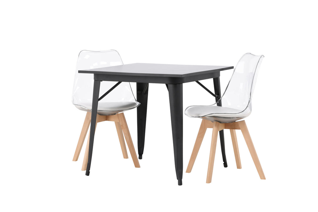 Venture Home Tempe Dining Table - Black / Black MDF +Edvin Dining Chair - Nature / PET (seat cushion white) PET surface,seat with usual sponge _2