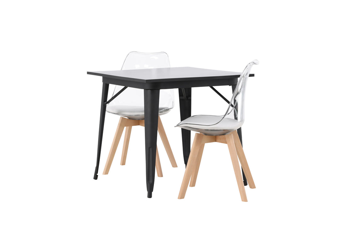 Venture Home Tempe Dining Table - Black / Black MDF +Edvin Dining Chair - Nature / PET (seat cushion white) PET surface,seat with usual sponge _2