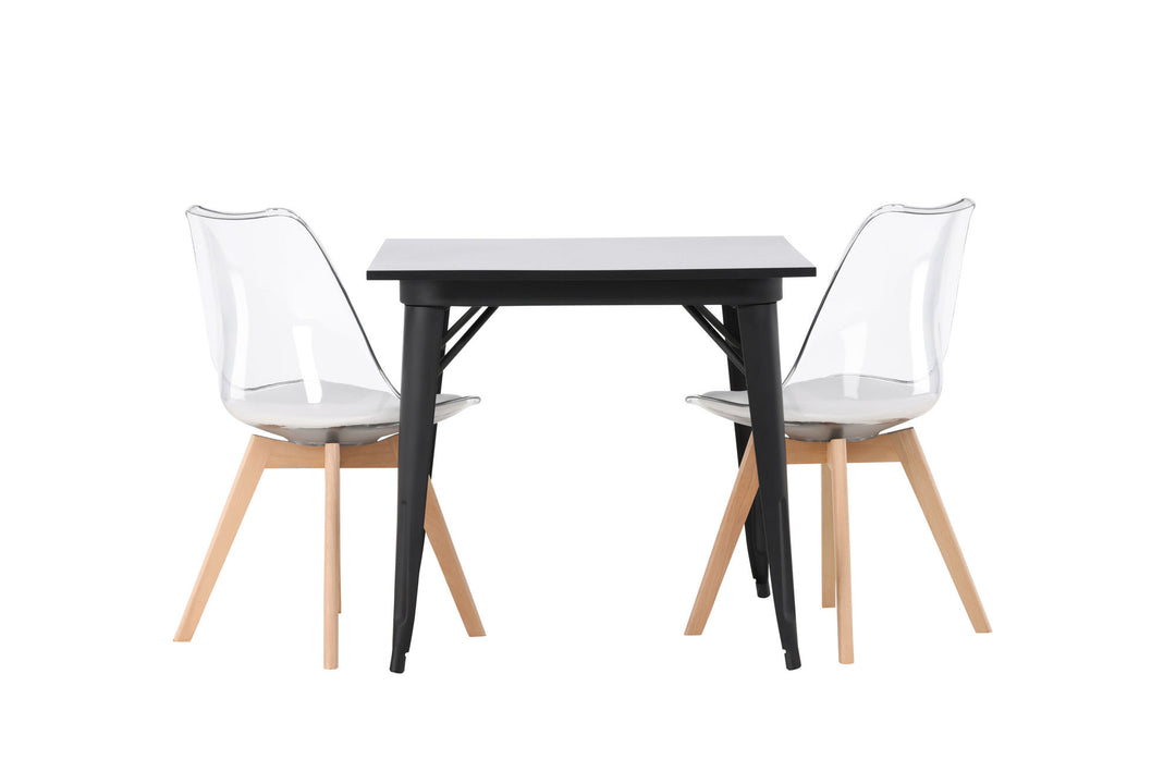 Venture Home Tempe Dining Table - Black / Black MDF +Edvin Dining Chair - Nature / PET (seat cushion white) PET surface,seat with usual sponge _2