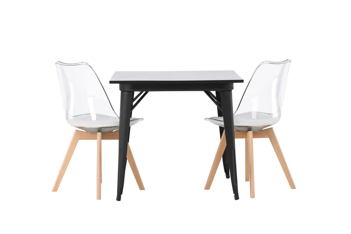 Venture Home Tempe Dining Table - Black / Black MDF +Edvin Dining Chair - Nature / PET (seat cushion white) PET surface,seat with usual sponge _2