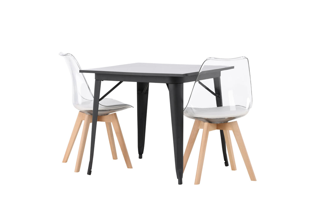 Venture Home Tempe Dining Table - Black / Black MDF +Edvin Dining Chair - Nature / PET (seat cushion white) PET surface,seat with usual sponge _2
