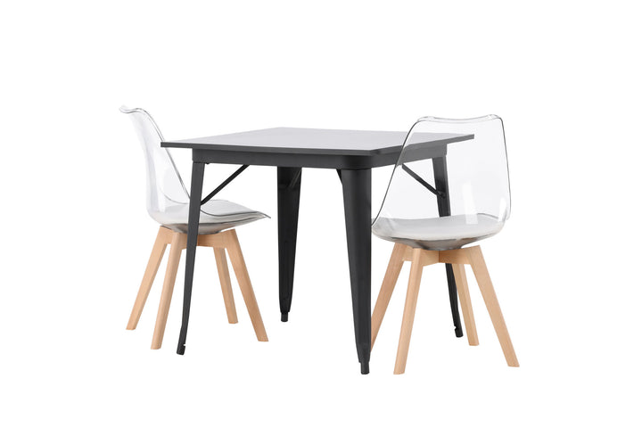 Venture Home Tempe Dining Table - Black / Black MDF +Edvin Dining Chair - Nature / PET (seat cushion white) PET surface,seat with usual sponge _2