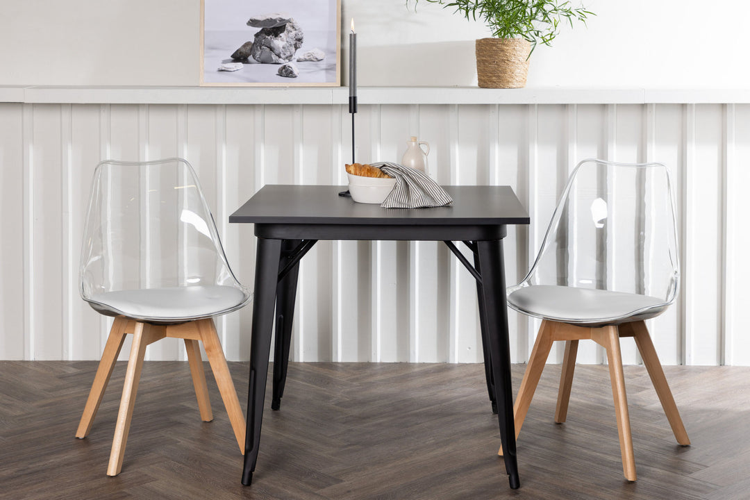 Venture Home Tempe Dining Table - Black / Black MDF +Edvin Dining Chair - Nature / PET (seat cushion white) PET surface,seat with usual sponge _2