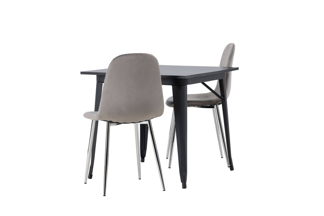 Venture Home Tempe Dining Table - Black / Black MDF +Eva Dining Chair - Light grey / Light grey Velvet _2