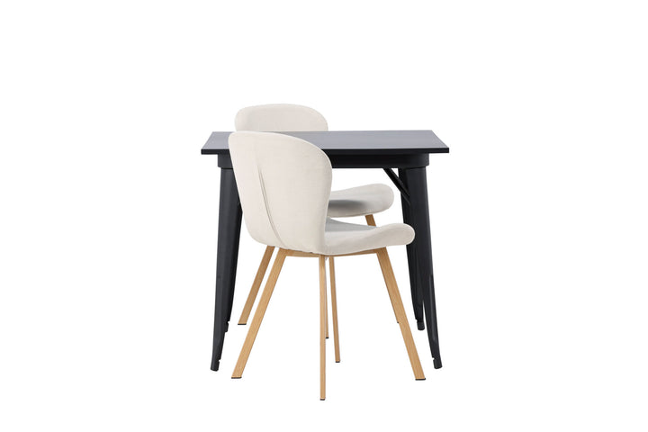 Venture Home Tempe Dining Table - Black / Black MDF +Lilja Dining Chair - Oaklook / Beige Fabric _2