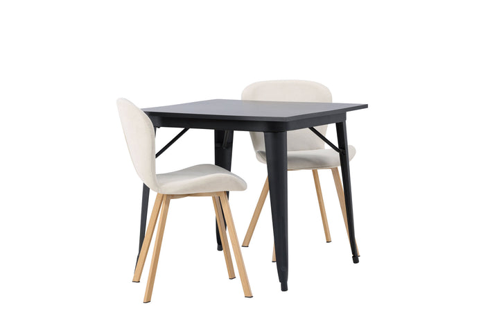 Venture Home Tempe Dining Table - Black / Black MDF +Lilja Dining Chair - Oaklook / Beige Fabric _2