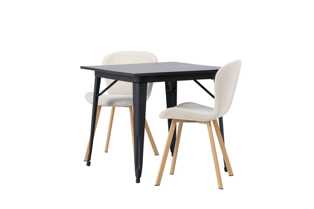 Venture Home Tempe Dining Table - Black / Black MDF +Lilja Dining Chair - Oaklook / Beige Fabric _2