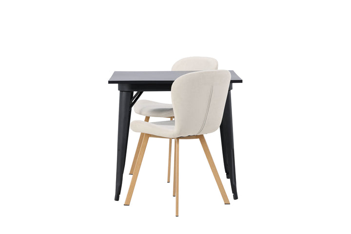 Venture Home Tempe Dining Table - Black / Black MDF +Lilja Dining Chair - Oaklook / Beige Fabric _2