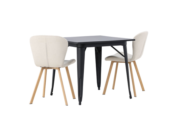 Venture Home Tempe Dining Table - Black / Black MDF +Lilja Dining Chair - Oaklook / Beige Fabric _2
