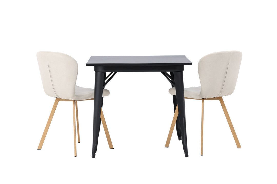 Venture Home Tempe Dining Table - Black / Black MDF +Lilja Dining Chair - Oaklook / Beige Fabric _2