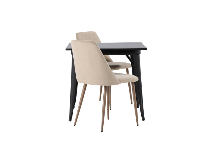Venture Home Tempe Dining Table - Black / Black MDF +Night Dining Chair - Dark walnut / Mocca / Brown Fabric _2