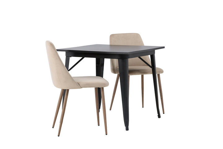 Venture Home Tempe Dining Table - Black / Black MDF +Night Dining Chair - Dark walnut / Mocca / Brown Fabric _2