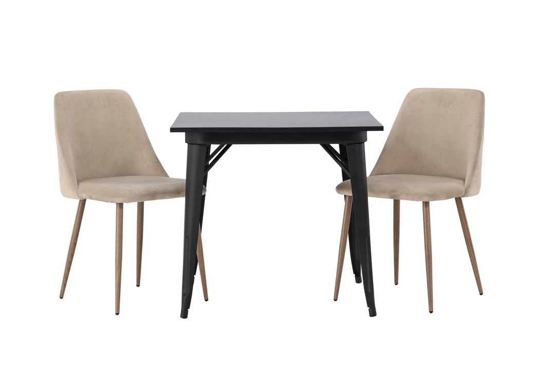Venture Home Tempe Dining Table - Black / Black MDF +Night Dining Chair - Dark walnut / Mocca / Brown Fabric _2