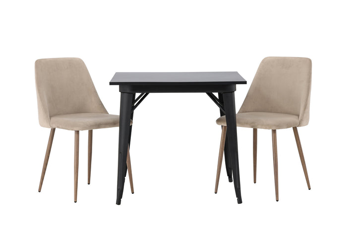 Venture Home Tempe Dining Table - Black / Black MDF +Night Dining Chair - Dark walnut / Mocca / Brown Fabric _2