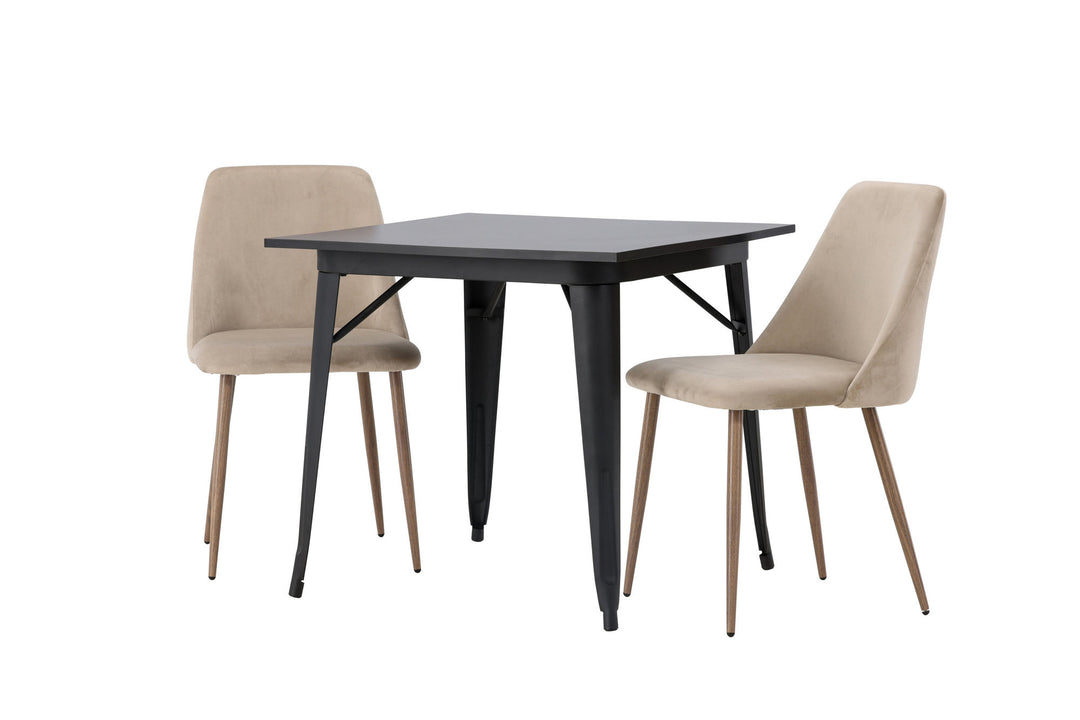 Venture Home Tempe Dining Table - Black / Black MDF +Night Dining Chair - Dark walnut / Mocca / Brown Fabric _2