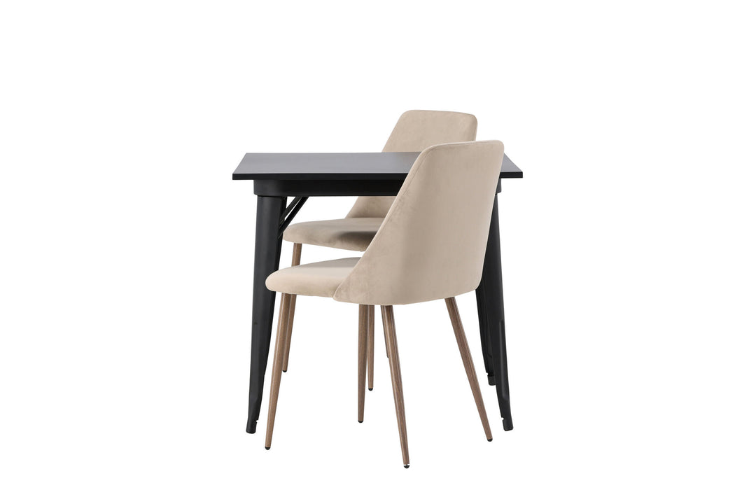 Venture Home Tempe Dining Table - Black / Black MDF +Night Dining Chair - Dark walnut / Mocca / Brown Fabric _2