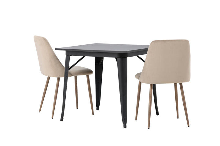 Venture Home Tempe Dining Table - Black / Black MDF +Night Dining Chair - Dark walnut / Mocca / Brown Fabric _2