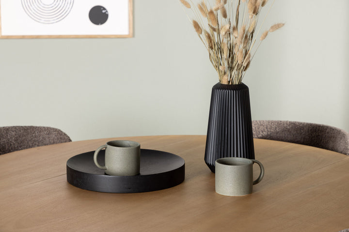 Venture Home Yakidon Dining Table - Rubberwood / Oaklook MDF +Modesto Dining Chair - Grey / Smoked Black Boucle _4