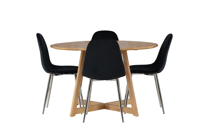 Venture Home Yakidon Dining Table - Rubberwood / Oaklook MDF +Polar Dining Chair - Black Velvet / Chrome _4