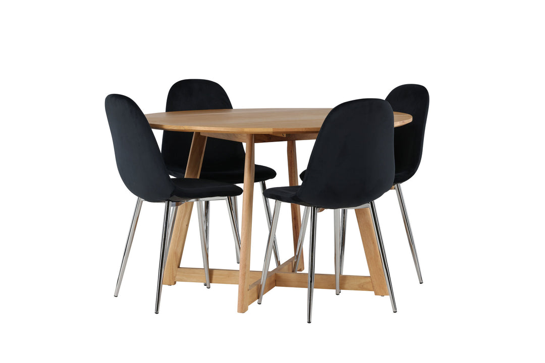 Venture Home Yakidon Dining Table - Rubberwood / Oaklook MDF +Polar Dining Chair - Black Velvet / Chrome _4