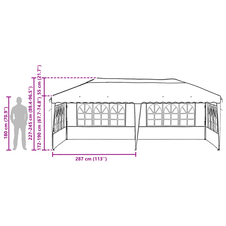 Pop-up Festtelt 575 x 289 x 245 cm Cremefarvet