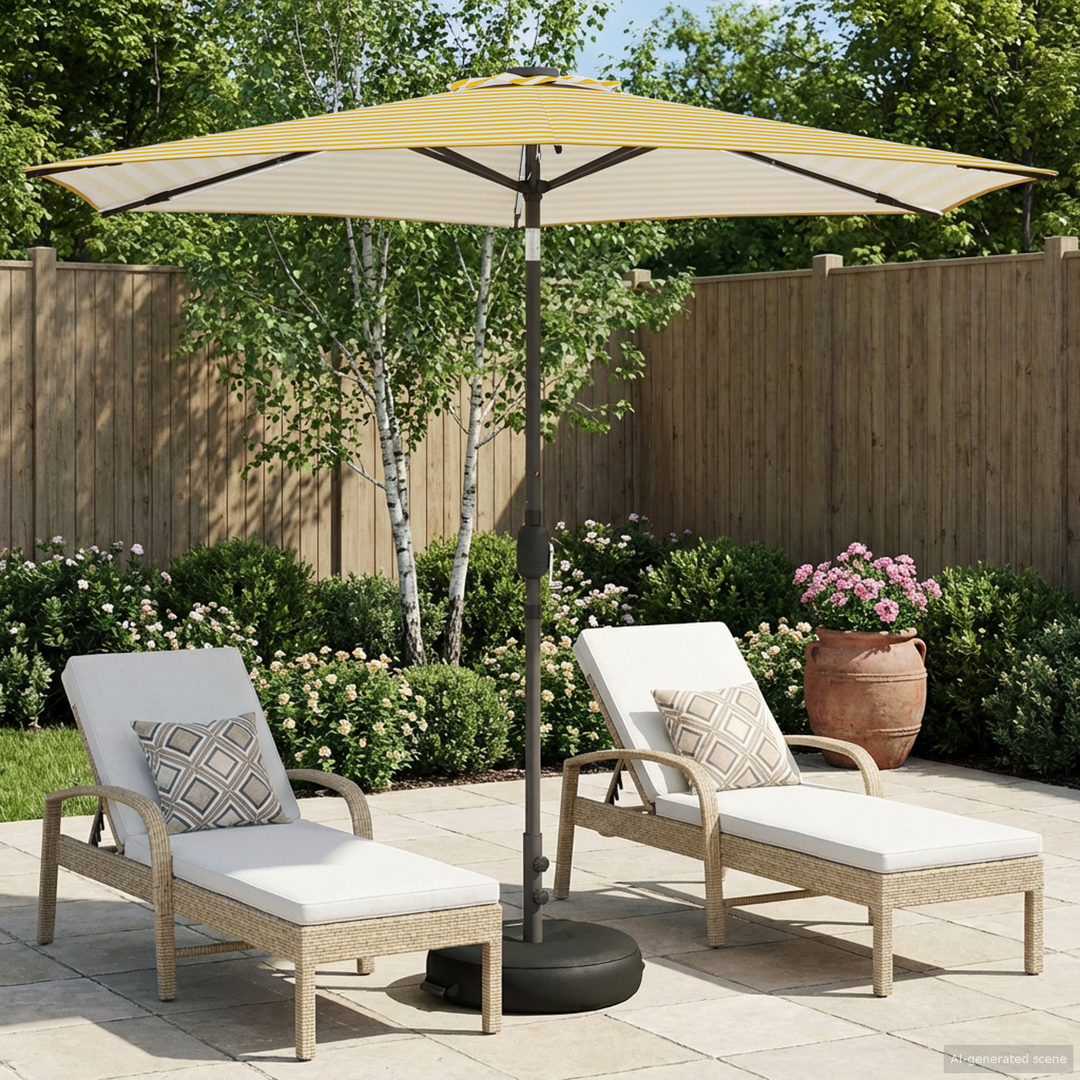 Haveparasol med LED lys og fod 270 x 270 cm Polyester
