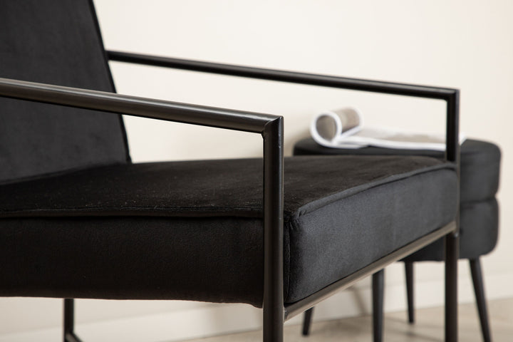 Venture Home Rakel Single Sofa - Black / Black Velvet